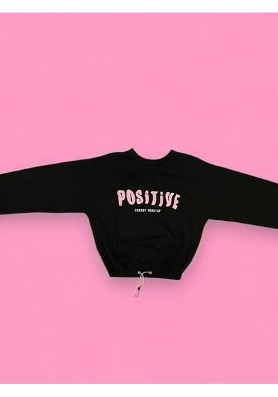 Kız Çocuk Positive Baskılı Sweatshirt-14230 Siyah Kız Çocuk Positive Baskılı Sweatshirt-14230 Siyah