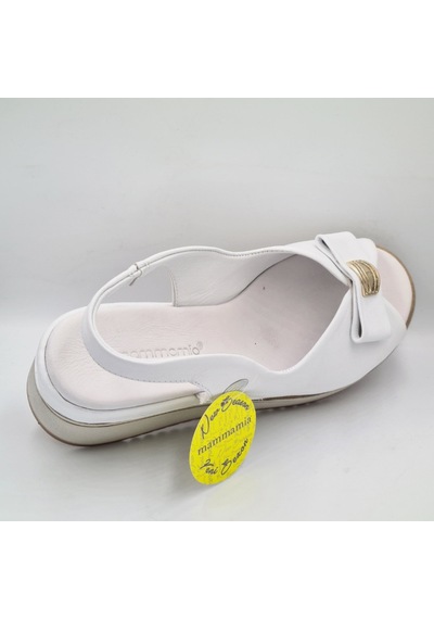 Mammamia D26ys-5295 Beyaz Hakiki Deri Dolgu Topuklu 7cm Lastikli Kadın Sandalet