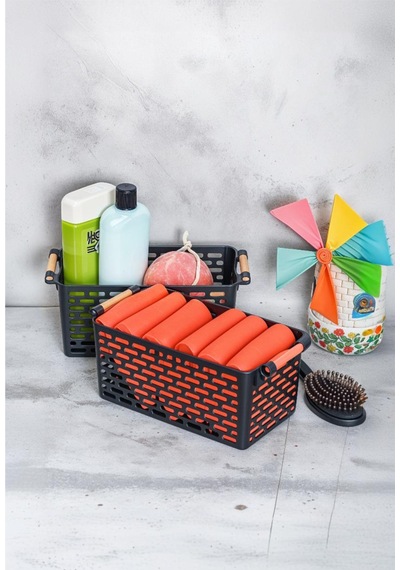 Çok Amaçlı Şık Organizer Plastik Sepet, Buzdolabı Ve Banyo Organizer, 5lt, 27x15x12cm, Siyah