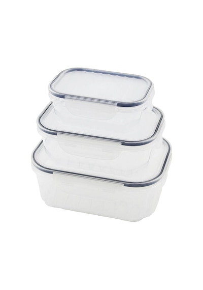 3pcs Quick Sızdırmaz Saklama Kabı Seti Şeffaf Kap - Buğulu-contalı Kapak 500-1000-1700ml Bx40 Renkli