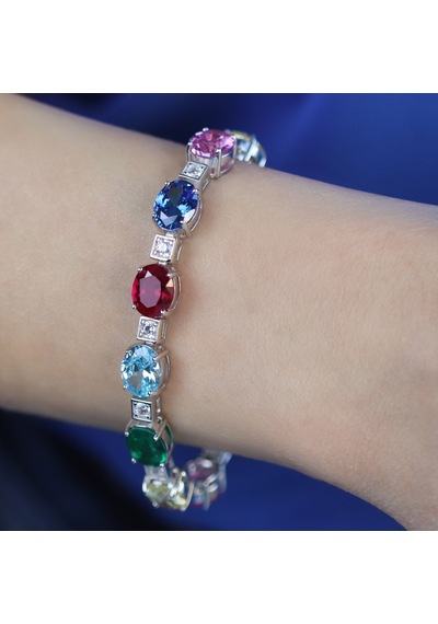 Swarovski Cubic Taşlı Gümüş Bileklik