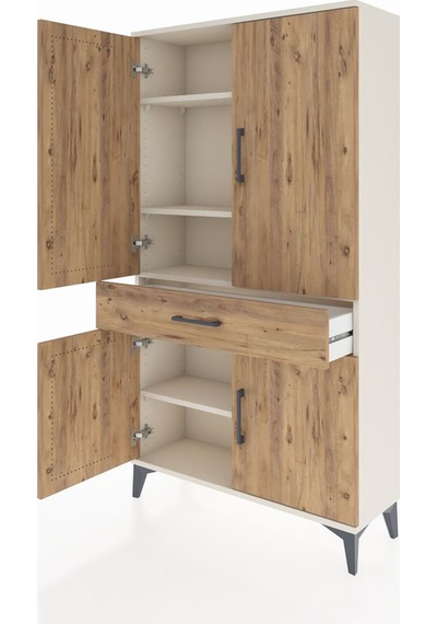 Arges Dolap 4 Raflı Tek Çekmeceli 4 Kapaklı 88x30x163 Aytaşı-çam Aytaşı