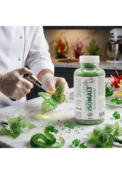Renkli İzomalt Isomalt Yeşil 250 Gr Şeker Sanatı Ve Pasta Dekorasyon İçin