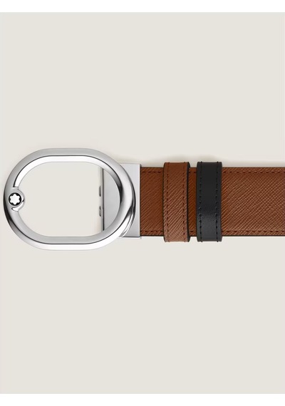Montblanc Sartorial Lovale 35 Mm Çift Taraflı Deri Kemer 221024 Kahverengi