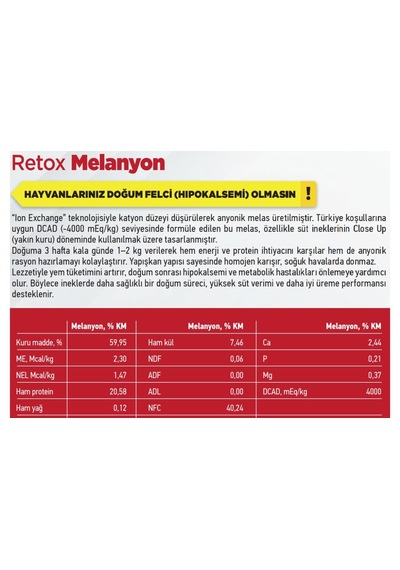 Retox Melanyon Tatlı Anyonik Melas 30 Kg Bidon