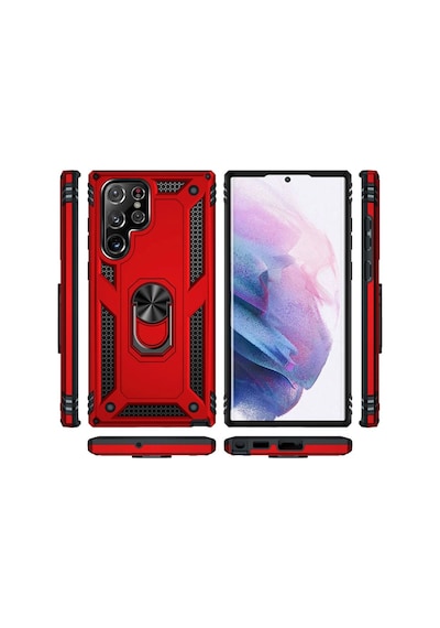 Samsung Galaxy Uyumlu S21 Ultra Kılıf Sofya Yüzüklü Silikon Kapak - Yeşil Renk