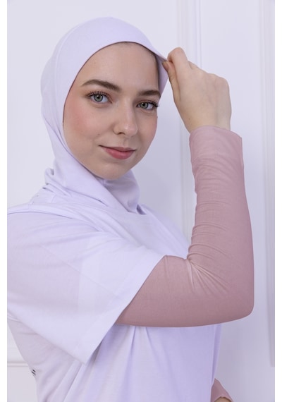 Loggia Likralı Penye Kolluk Pudra - Pratik Kadın Tesettür Düz Namaz Kolluğu 1 Çift 40cm Viskon Hijab Pudra