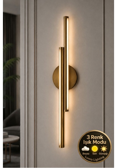 Modern 3 Renk Çift Çubuk Led Duvar Apliği Salon Çocuk Yatak Odası Dekoratif Duvar Apliği Eskitme