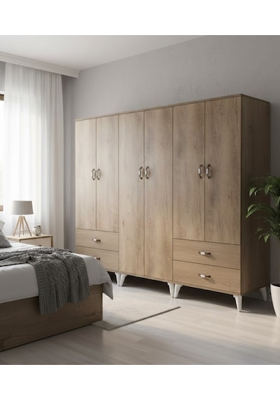 Zerkaconcept Odin 6 Kapaklı Dolap Gardırop Çam - M1 Çam