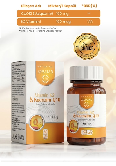 Erbatab Vitamin K2 Ve Koenzim Q10 30 Kapsül