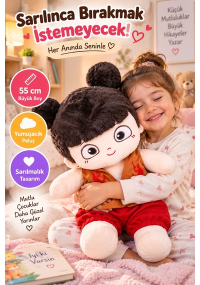 55 Cm Büyük Boy Peluş Bebek Sevimli Karakter Yumuşak Oyuncak Çocuk İçin Oyun Arkadaşı Uyku Oyuncağı Çok Renkli