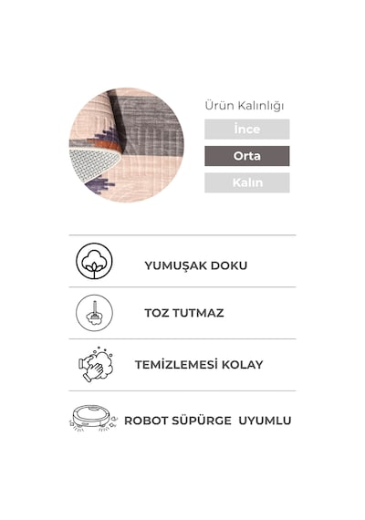 Lexus Çok Renkli Premium Halı & Yolluk Özel Kaymaz Tabanlı Yıkanabilir Tozumaz Modern