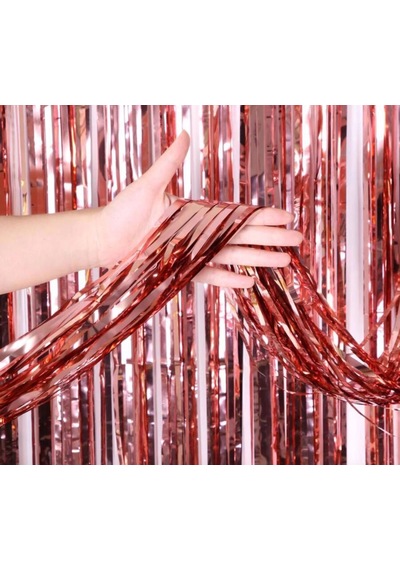 Rose Gold Püsküllü Kapı Perdesi - Parti, Bekarlığa Veda, Doğum Günü 1x2 M +0