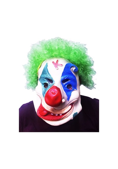 Yeşil - 355 - Renk Afro Bonus Peruklu Palyaço Lateks - Edntrend - Et Maske Yetişkin