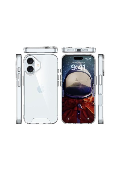 Bix Apple Uyumlu iPhone 16 Plus Nebula Aqua Transparan Ultra Şeffaf Kılıf Çizilmeye Dayanıklı Tam Kapsamlı Koruma