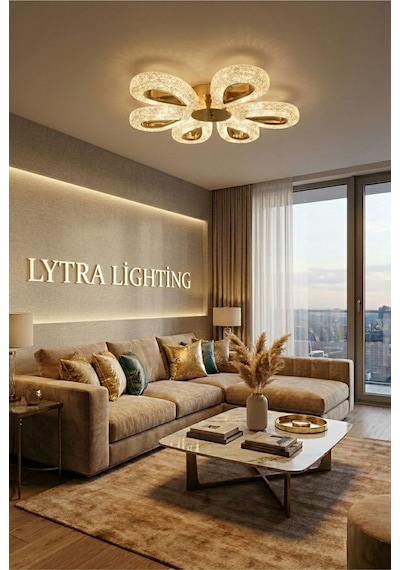 Damla Model 6"lı Gold 3 Renk Modu Ledli Modern Tavana Sıfır Salon Mutfak Çocuk Yatak Odası Led Avize Gold