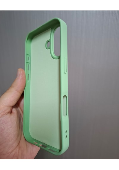 Apple Uyumlu iPhone 17 Logolu İçi Kadife Silikon Lansman Kılıf Açık Yeşil