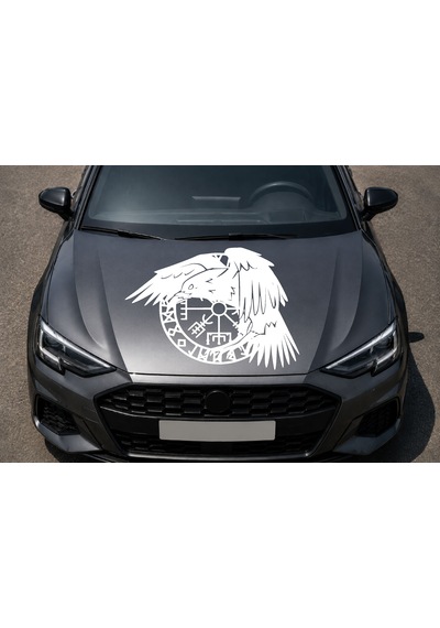 Viking Kuzgun Pusulası - Araba Oto Motosiklet Karavan Cam Sticker - 00287 50x37 Cm