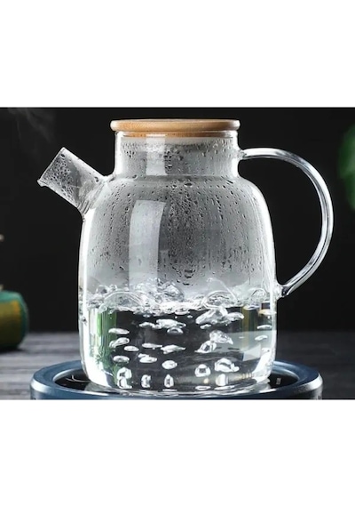 Leylart 1500 Ml Borosilikat Cam Demlik & Sürahi Bambu Kapaklı