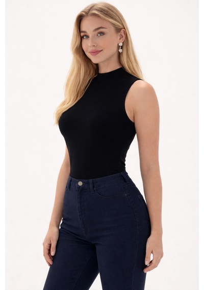 Enva Store Kadın Likralı Sıfır Kol Body Siyah
