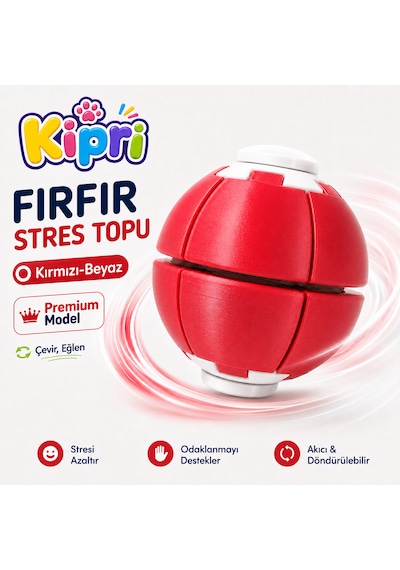 Spinner Ball Rulmanlı Fırfır Stres Topu Bas-çevir 3d Baskı Fidget Oyuncak Kırmızı