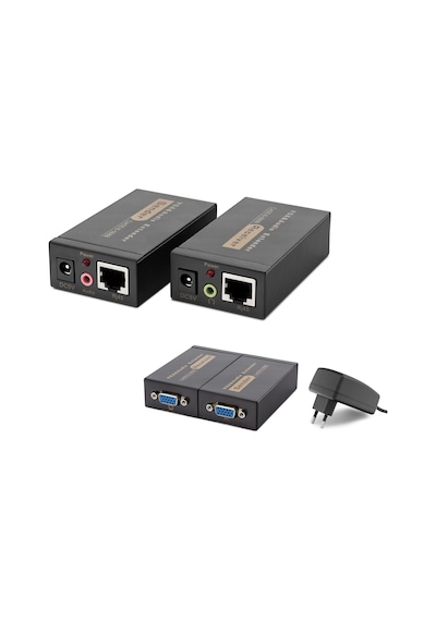 Hadron Hdx1318 Vga Ve 3.5 Mm Ses Rj45 Extender Seti 100 M - Siyah