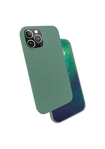 Apple Uyumlu iPhone 12 Pro Kılıf Zore Silk Silikon Koyu Yeşil