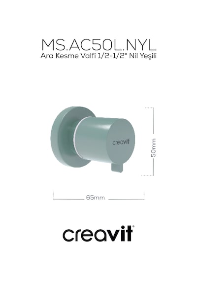 Creavit AC50L.NYL Ara Kesme Valfi 1/2-1/2" Nil Yeşili