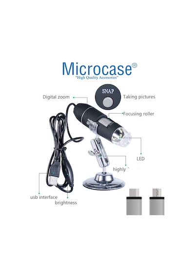 Type-c Micro Otg'li 1000x 8 Led Dijital Microscobe Al4076