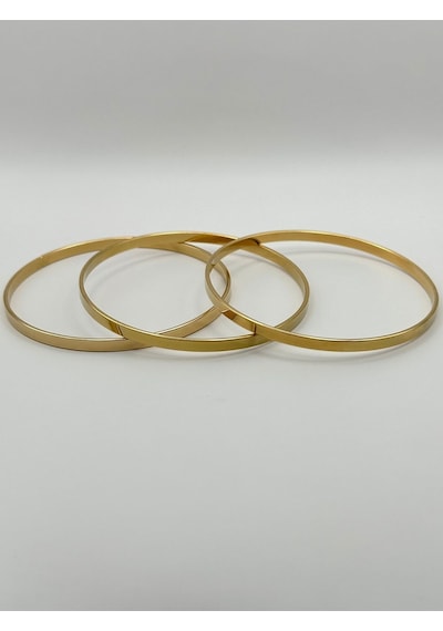 Arnes Jewelry Çelik Kalın Ajda Bilezik - 3 Adet Ar469nes Gold
