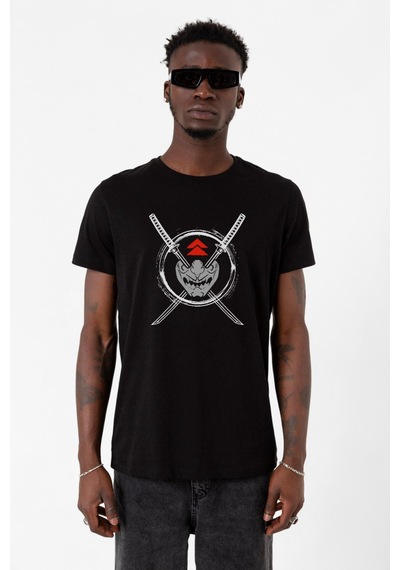 Ghost Of Tsushima Samurai Mask Siyah Erkek Tshirt Çok Renkli