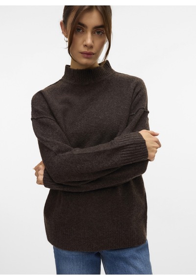 Vero Moda Kahverengi Kadın Balıkçı Yaka Kazak Vmılse Ls Hıghneck Pullover Boo Kahve