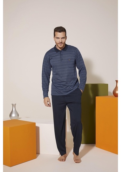 Kly 9213 Erkek Polo Yaka Pijama Takım