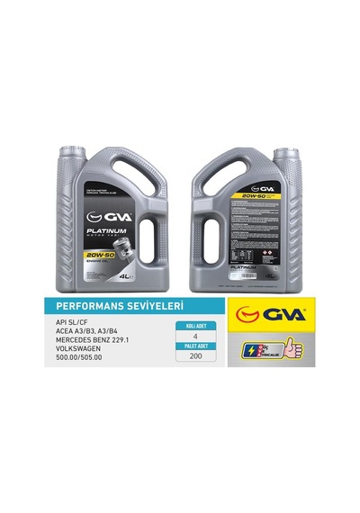 Motor Yağı 20w50 4 Lt Platınum Mineral Apı Sl/cf 4 Adet 20w50