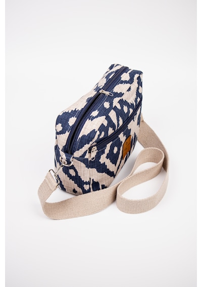 Fabric Craft Bag Çapraz Askılı Kadın Omuz Çantası Fermuarlı Günlük Kullanım Lacivert - Beyaz