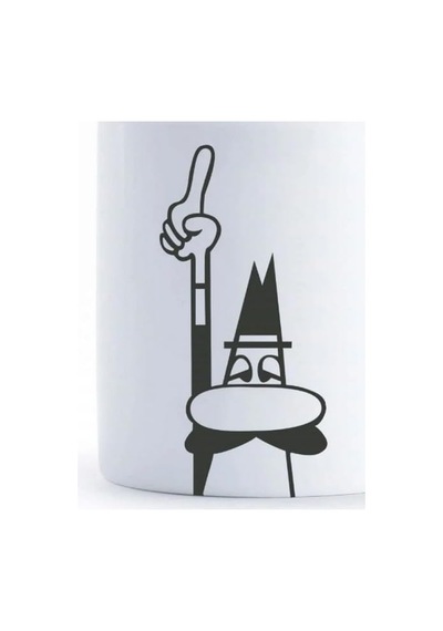 Bialetti - Kupa - Mug - 250ml - Bialetti İkonik Bıyıklı Adam Desenli - Porselen Açık Ahşap