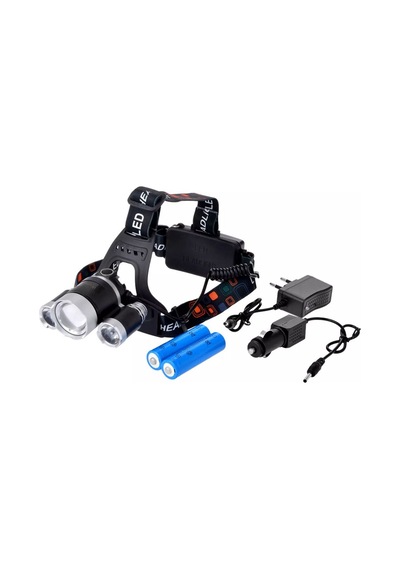 Şarjlı 3 Başlıklı Kafa Lambası Güçlü Led Işık Yüksek Performans Wt-256 Çok Renkli