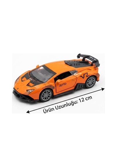 Çek-bırak Mekanizmalı 12cm Süper Sport Model Kapıları Açılabilir Metal Oyuncak Yarış Arabası Turuncu