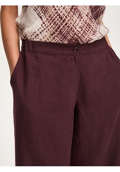 Faik Sönmez Arka Beli Lastikli Wide Leg Fit %100 Keten Pantolon S26pnt013 Us26pnt013203 Koyu Mürdüm