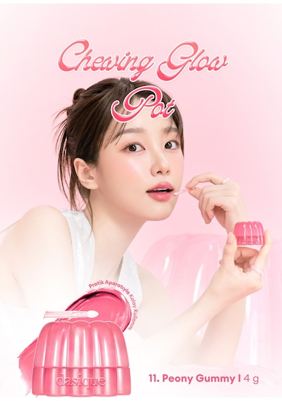 Esnek Jel Dokulu, Nemlendirici, Parlak Bitişli Ruj & Allık Dasıque Chewing Glow Pot 11 Peony Gummy
