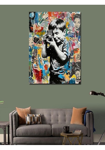Kanvas Tablo Fotoğraf Çeken Çocuk Ve Sanat 100cmx140cm