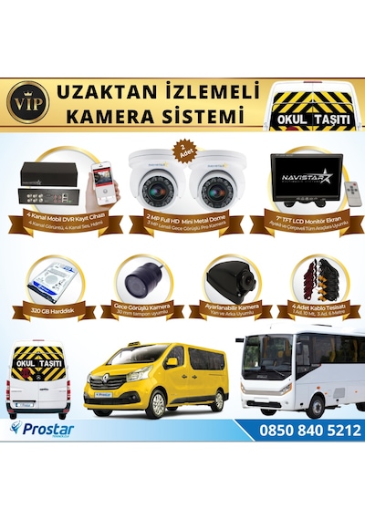 Profesyonel Servis Araç Kamera Seti 4 Kameralı Kayıtlı 320 GB Ha
