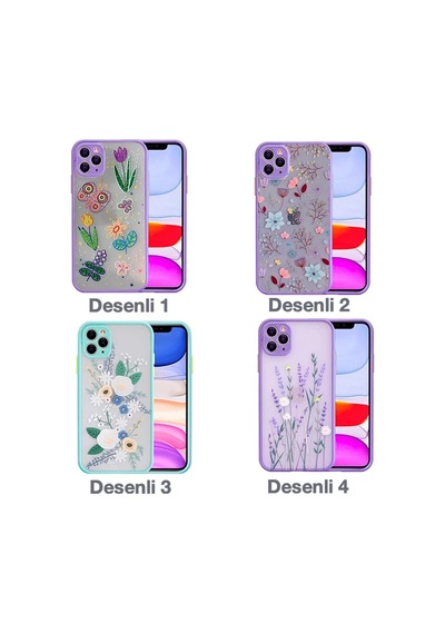 iPhone Uyumlu 11 Pro Max 6.5inç Kamera Korumalı Çiçek Desenli Silikon Kılıf- 5775 Mh-hs0422-4366