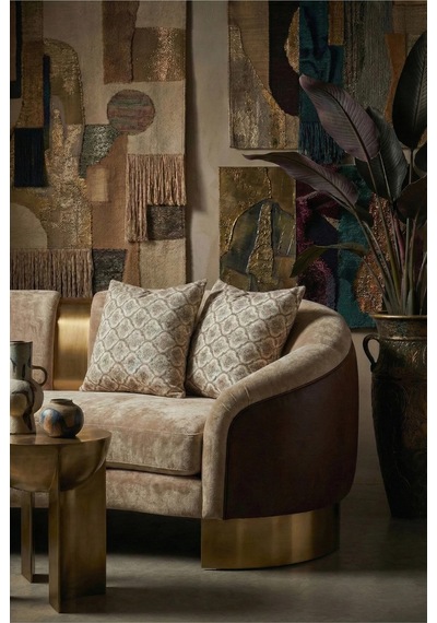 Melisa Damask Baskılı Duck Kumaş Kahverengi Kırlent 45 45 Cm - 807 45 x 45