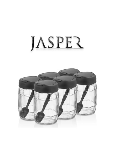 Jasper Jpr-0102 6 Adet 370mm Kaşıklı Açılır Kapaklı Baharatlık Siyah - Beyaz