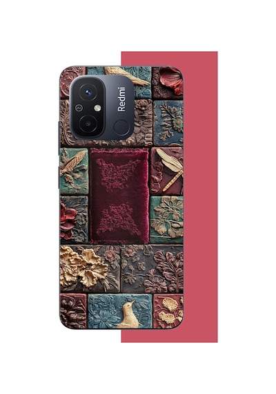 Redmi 12c Uyumlu Kumaş Blok Baskılı Silikon Kılıf Renkli