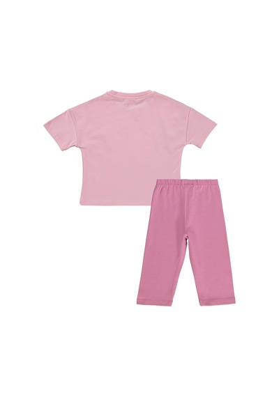 Civil Girls Kelebek Nakışlı 2-5 Yaş Takım - Pembe Pembe- Soft Pembe