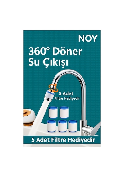 Noy Filtreli Musluk Başlığı Kireç Önleyici Su Arıtıcı Krom Banyo Ve Mutfak