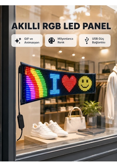 Rgb Led Panel Usb Güç Girişli, Gıf Ve Yazı Gösterimli Akıllı Ekran Çr 72516330