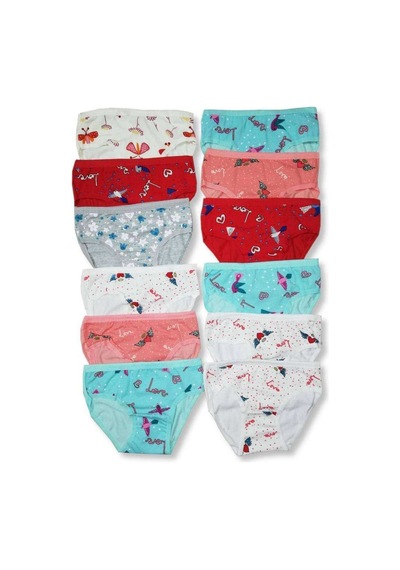 Royaleks 12 Adet Kız Çocuk Desenli Slip Külot Kırmızı